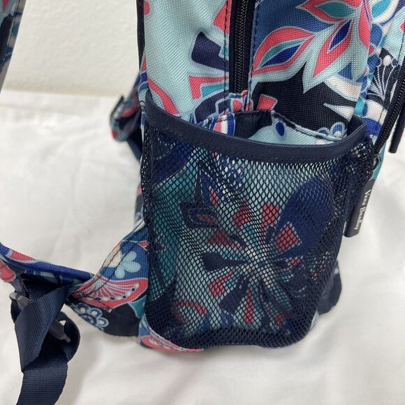 VERA BRADLEY Essential Large Backpack Laptop Bag Lotus Flower Swirl Blue Compute - Picture 5 of 9
